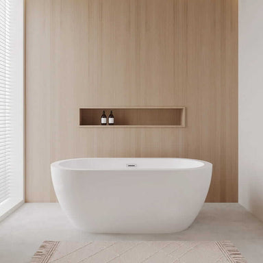Wyndham Collection Soho 60" Freestanding Acrylic White Bathtub With Polished Chrome Trim No Faucet Lifestyle