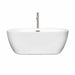 Wyndham Collection Soho 60 Inch Freestanding Acrylic White Bathtub With Brushed Nickel Trim Front View