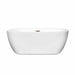 Wyndham Collection Soho 60 Inch Freestanding Acrylic White Bathtub With Brushed Nickel Trim No Faucet Front View