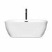 Wyndham Collection Soho 60 Inch Freestanding Acrylic White Bathtub With Matte Black Trim Front View