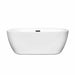 Wyndham Collection Soho 60 Inch Freestanding Acrylic White Bathtub With Matte Black Trim No Faucet Front View