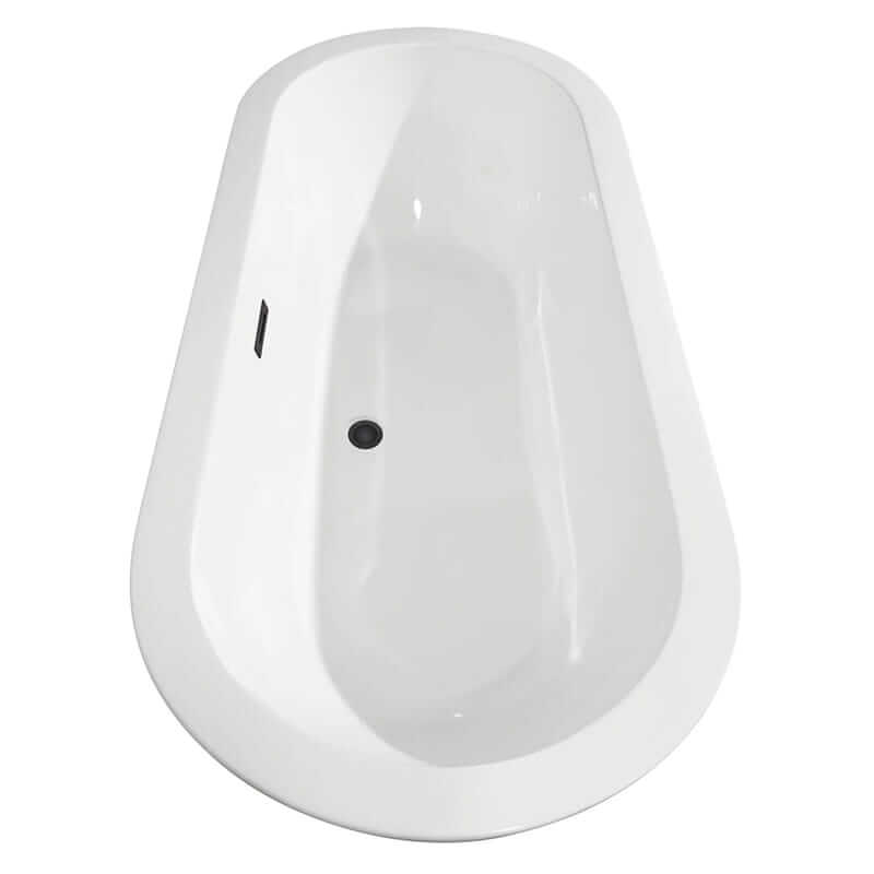 Wyndham Collection Soho 68" Freestanding Acrylic White Bathtub With Matte Black Trim No Faucet Top Side View