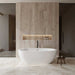 Wyndham Collection Soho 68" Freestanding Acrylic White Bathtub With Polished Chrome Trim and Matte Black Faucet Lifestyle