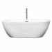 Wyndham Collection Soho 68 Inch Freestanding Acrylic White Bathtub With Brushed Nickel Trim Front View