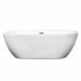 Wyndham Collection Soho 68 Inch Freestanding Acrylic White Bathtub With Brushed Nickel Trim No Faucet Front View