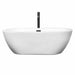 Wyndham Collection Soho 68 Inch Freestanding Acrylic White Bathtub With Matte Black Trim Front View