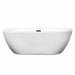 Wyndham Collection Soho 68 Inch Freestanding Acrylic White Bathtub With Matte Black Trim No Faucet Front View