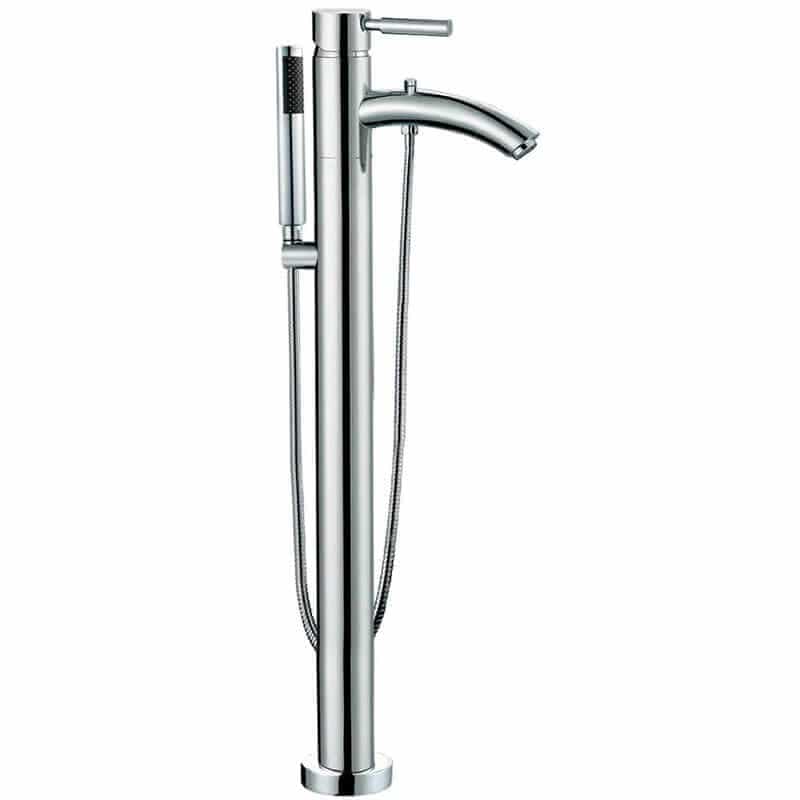 Wyndham Collection Soho 68 Inch Freestanding Acrylic White Bathtub With Polished Chrome Trim Faucet Up Close