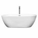 Wyndham Collection Soho 68 Inch Freestanding Acrylic White Bathtub With Polished Chrome Trim Front View