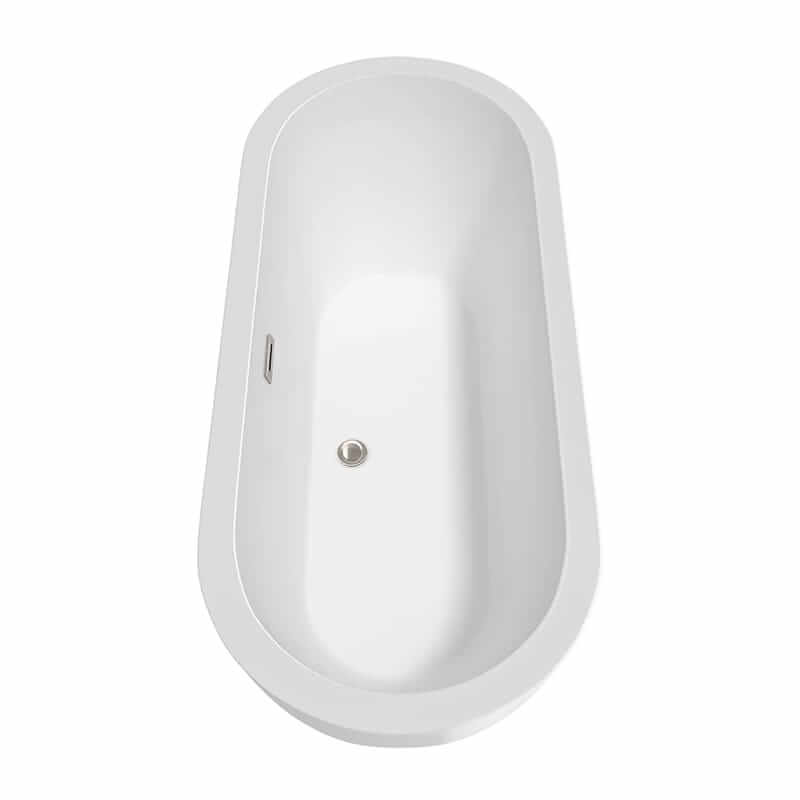 Wyndham Collection Soho 72" Freestanding Acrylic White Bathtub With Brushed Nickel Trim No Faucet Top Side View