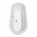Wyndham Collection Soho 72" Freestanding Acrylic White Bathtub With Polished Chrome Trim and Matte Black Faucet Top Side View