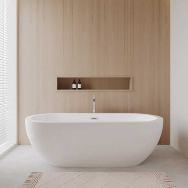 Wyndham Collection Soho 72" Freestanding Acrylic White Bathtub With Polished Chrome Trim Lifestyle
