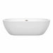 Wyndham Collection Soho 72 Inch Freestanding Acrylic White Bathtub With Brushed Nickel Trim No Faucet Front View