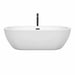 Wyndham Collection Soho 72 Inch Freestanding Acrylic White Bathtub With Matte Black Trim Front View