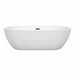 Wyndham Collection Soho 72 Inch Freestanding Acrylic White Bathtub With Matte Black Trim No Faucet Front View