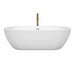 Wyndham Collection Soho 72 Inch Freestanding Acrylic White Bathtub With Polished Chrome Trim and Brushed Gold Faucet Front View