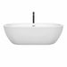 Wyndham Collection Soho 72 Inch Freestanding Acrylic White Bathtub With Polished Chrome Trim and Matte Black Faucet Front View