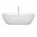 Wyndham Collection Soho 72 Inch Freestanding Acrylic White Bathtub With Polished Chrome Trim Front View