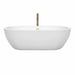 Wyndham Collection Soho 72 Inch Freestanding Acrylic White Bathtub With Shiny White Trim and Brushed Gold Faucet Front View