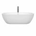 Wyndham Collection Soho 72 Inch Freestanding Acrylic White Bathtub With Shiny White Trim and Matte Black Faucet Front View