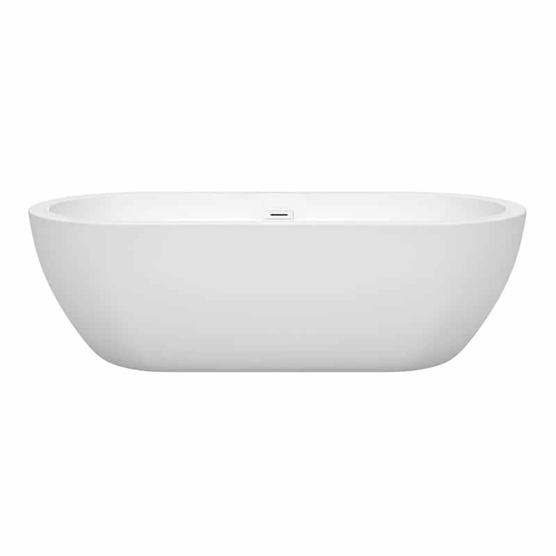 Wyndham Collection Soho 72 Inch Freestanding Acrylic White Bathtub With Shiny White Trim No Faucet Front View