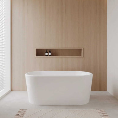 Wyndham Collection Ursula 59" Freestanding Acrylic White Bathtub With Brushed Nickel Trim No Faucet Lifestyle