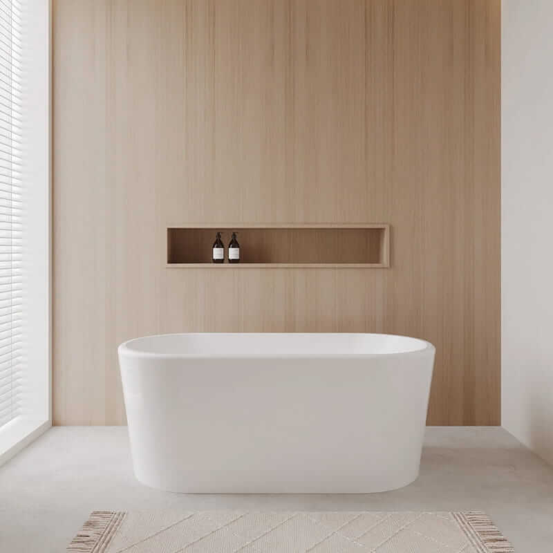 Wyndham Collection Ursula 59" Freestanding Acrylic White Bathtub With Brushed Nickel Trim No Faucet Lifestyle