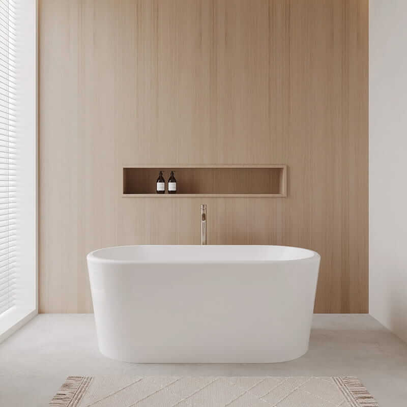 Wyndham Collection Ursula 59" Freestanding Acrylic White Bathtub With Shiny White Trim No Faucet Lifestyle