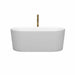 Wyndham Collection Ursula 59 Inch Freestanding Acrylic Matte White Bathtub Polished Chrome Trim and Brushed Gold Faucet Front View