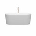 Wyndham Collection Ursula 59 Inch Freestanding Acrylic Matte White Bathtub With Brushed Nickel Trim Front View