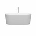 Wyndham Collection Ursula 59 Inch Freestanding Acrylic Matte White Bathtub With Polished Chrome Trim Front View