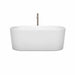 Wyndham Collection Ursula 59 Inch Freestanding Acrylic White Bathtub With Brushed Nickel Trim With Faucet Front View