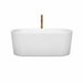 Wyndham Collection Ursula 59 Inch Freestanding Acrylic White Bathtub With Polished Chrome Trim and Brushed Gold Faucet Front View