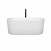 Wyndham Collection Ursula 59 Inch Freestanding Acrylic White Bathtub With Polished Chrome Trim and Matte Black Faucet Front View