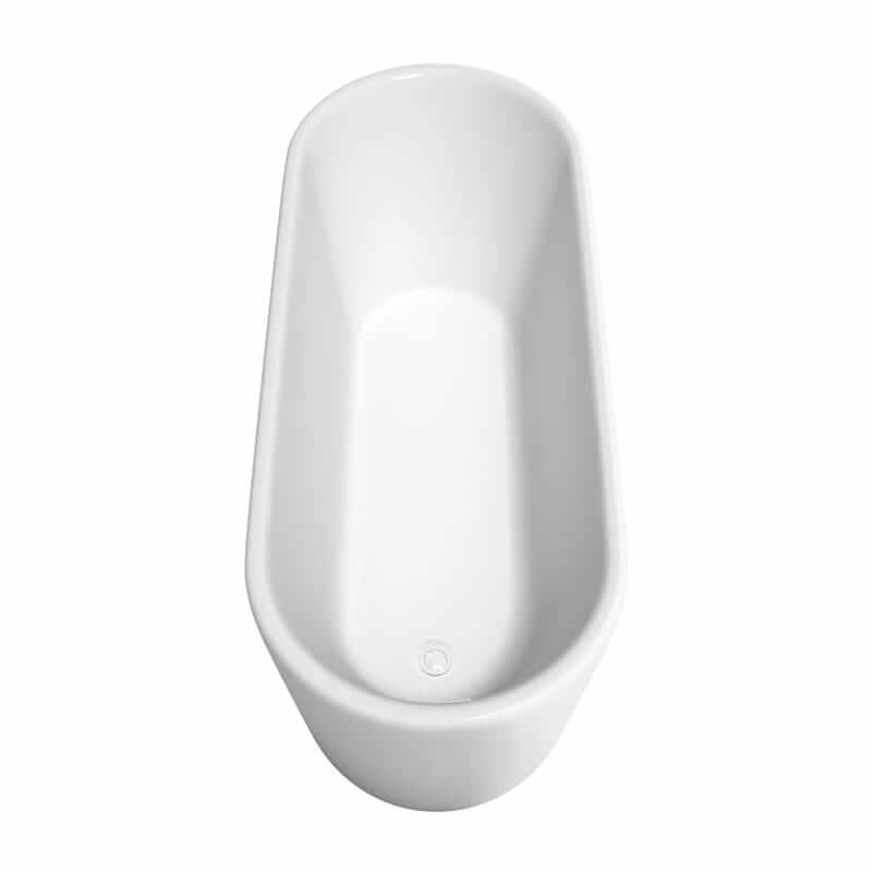 Wyndham Collection Ursula 67" Freestanding Acrylic White Bathtub With Shiny White Trim and Matte Black Faucet Top Side View
