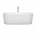 Wyndham Collection Ursula 67 Inch Freestanding Acrylic Bathtub With Polished Chrome Trim Front View