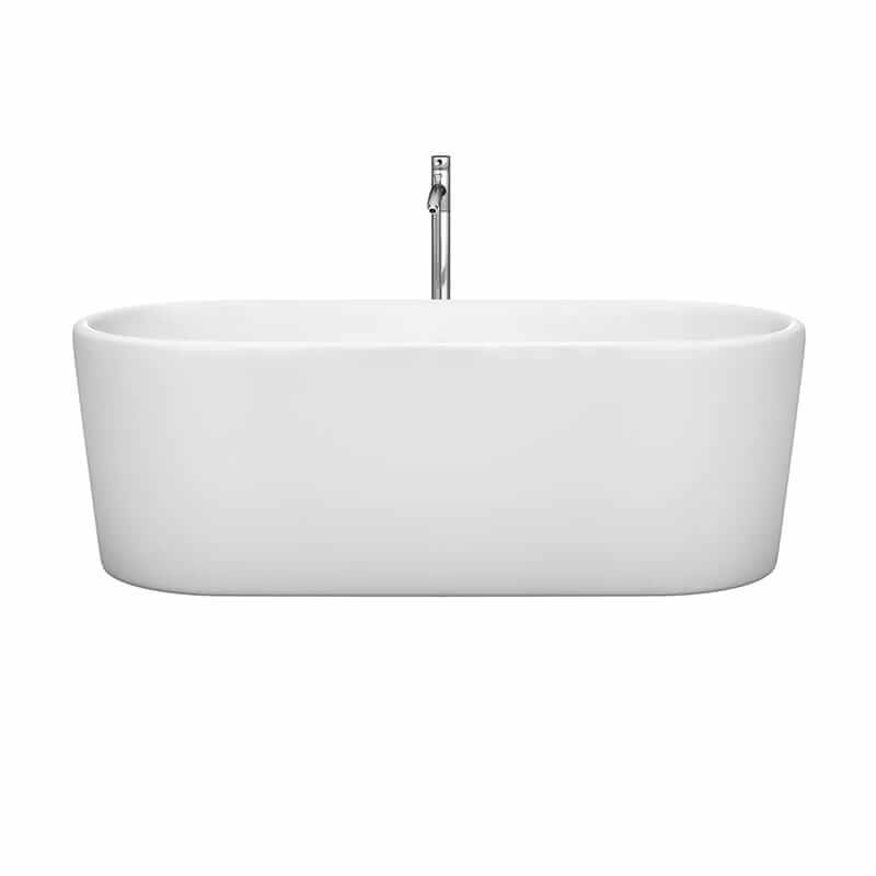 Wyndham Collection Ursula 67 Inch Freestanding Acrylic Bathtub With Polished Chrome Trim Front View