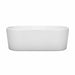Wyndham Collection Ursula 67 Inch Freestanding Acrylic White Bathtub With Matte Black Trim No Faucet Front View