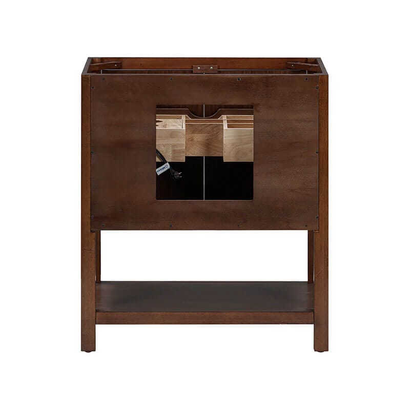 Zoe 30 inch Single Sink Bathroom Vanity Walnut Cabinet Only Back View