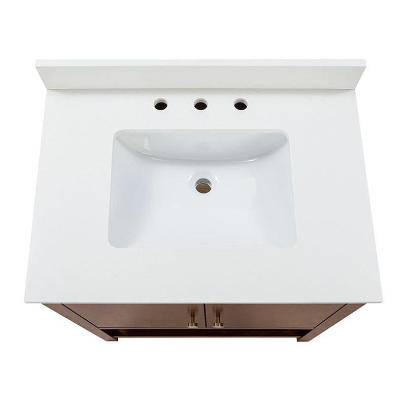 Zoe 30 inch Single Sink Bathroom Vanity Walnut in White Quartz