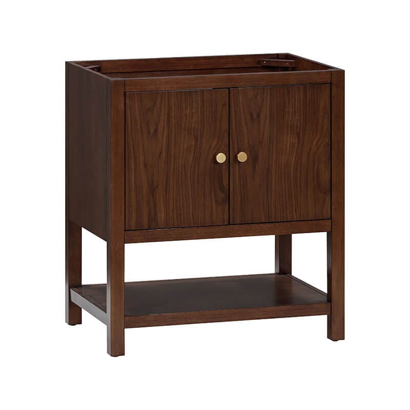 Zoe 30 Single Sink Bathroom Vanity Walnut Cabinet Only Corner View