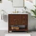 Zoe 36 Single Sink Bathroom Vanity Walnut in White Quartz Front View