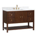 Zoe 48 inch Single Sink Bathroom Vanity Walnut in White Quartz Corner View
