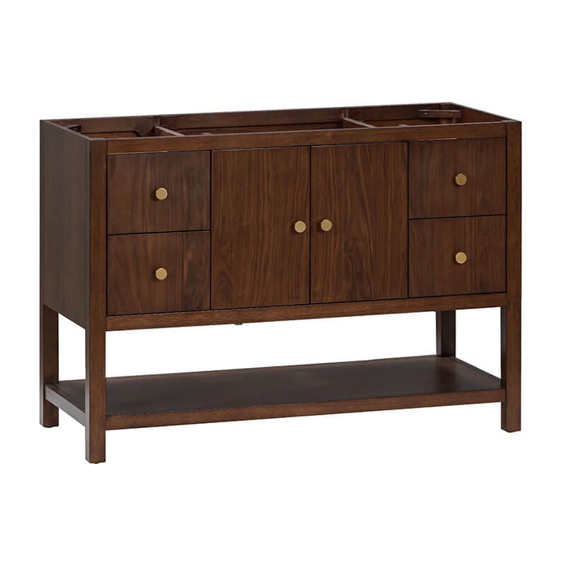 Zoe 48 Single Sink Bathroom Vanity Walnut Cabinet Only Corner View