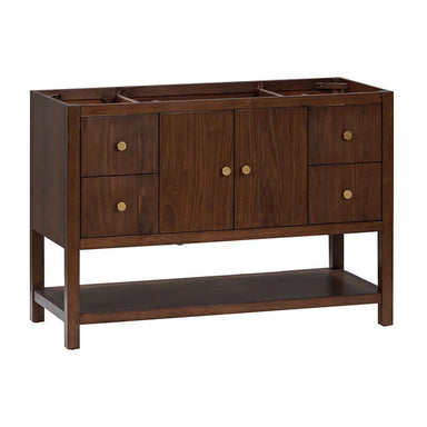 Zoe 48 Single Sink Bathroom Vanity Walnut Cabinet Only Corner View