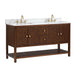 Zoe 60 Double Sink Bathroom Vanity Walnut in White Quartz Corner View