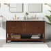 Zoe 60 Double Sink Bathroom Vanity Walnut in White Quartz Front View